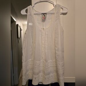 Johnny Was Cream Lace Detail Tank Top